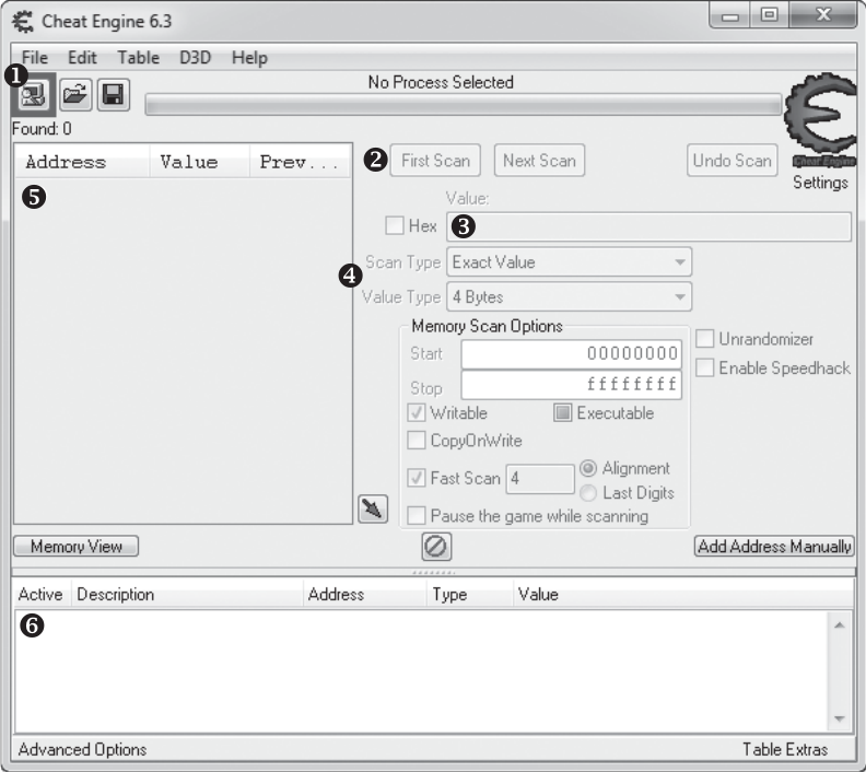 图 1-1 Cheat Engine 主界面